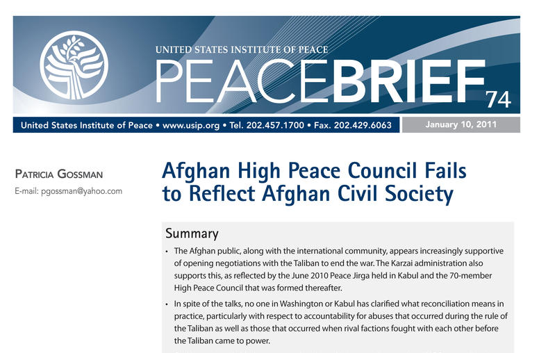 Afghan High Peace Council Fails to Reflect Afghan Civil Society