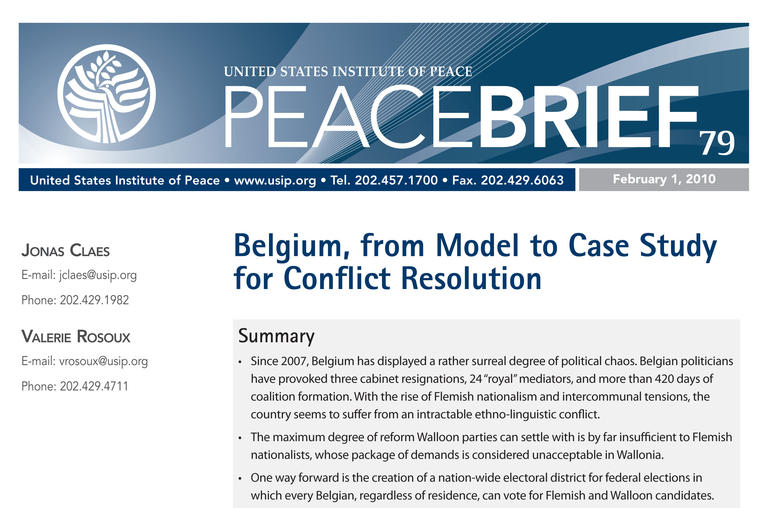 Belgium, from Model to Case Study for Conflict Resolution