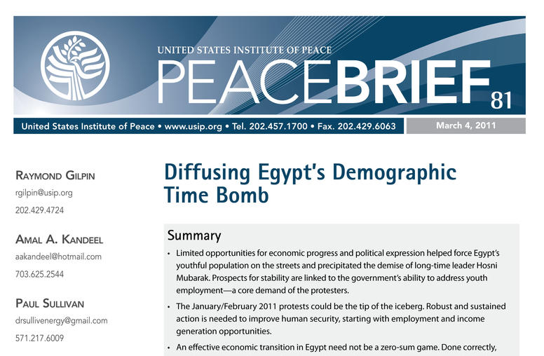 Defusing Egypt’s Demographic Time Bomb