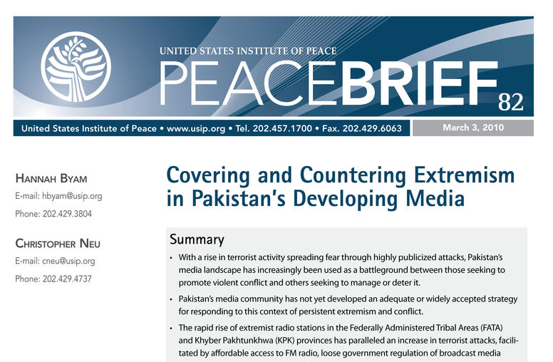 Covering and Countering Extremism in Pakistan’s Developing Media