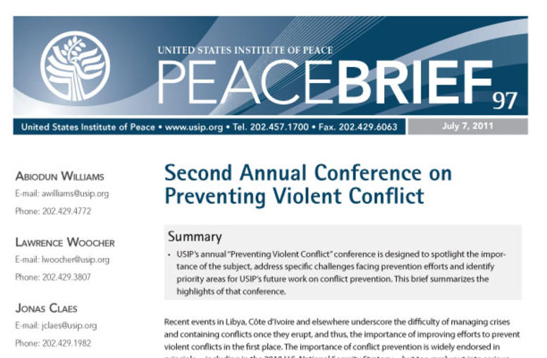 Second Annual Conference on Preventing Violent Conflict