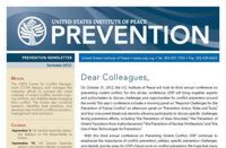 USIP Prevention Newsletter - September 2012