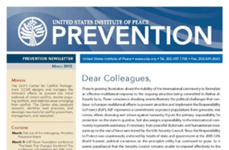 USIP Prevention Newsletter - March 2012