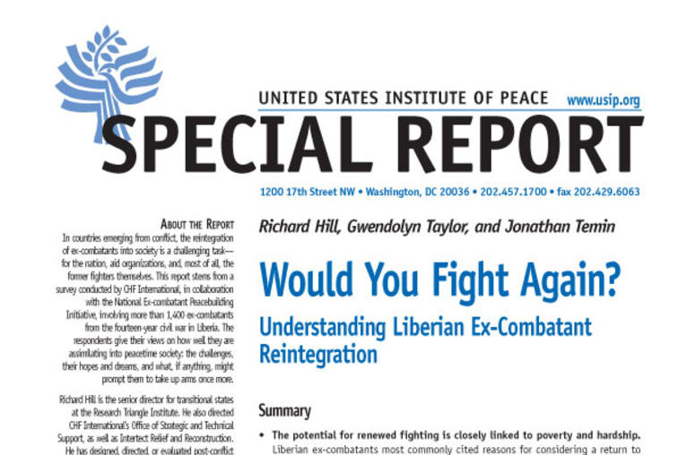 Would You Fight Again?: Understanding Liberian Ex-Combatant Reintegration