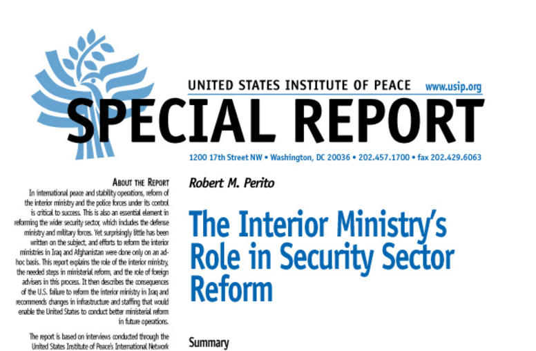 The Interior Ministry's Role in Security Sector Reform