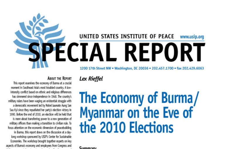 The Economy of Burma/Myanmar on the Eve of the 2010 Elections