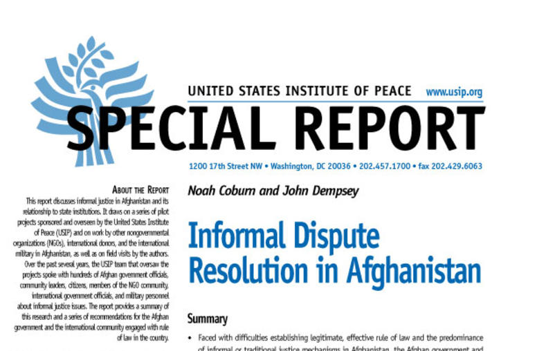 Informal Dispute Resolution in Afghanistan 