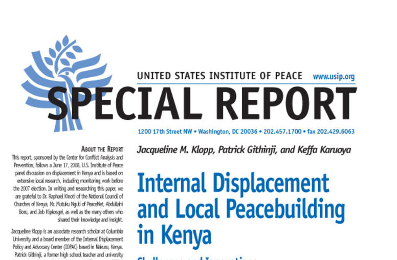 Internal Displacement and Local Peacebuilding in Kenya