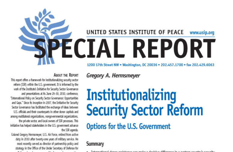 Institutionalizing Security Sector Reform