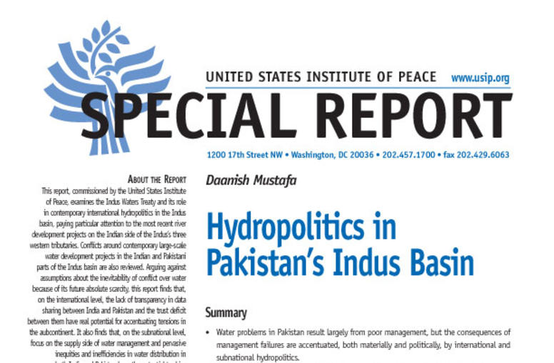 Hydropolitics in Pakistan’s Indus Basin
