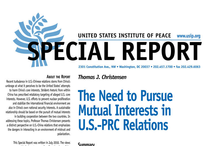 The Need to Pursue Mutual Interests in U.S.-PRC Relations