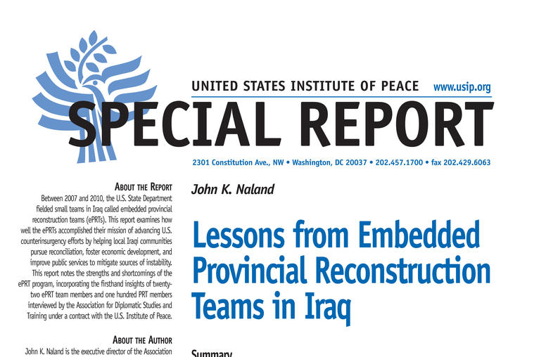 Lessons from Embedded Provincial Reconstruction Teams in Iraq