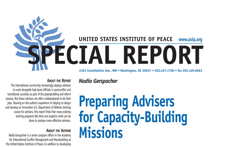 Preparing Advisers for Capacity-Building Missions 