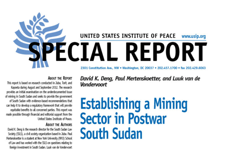 Establishing a Mining Sector in Postwar South Sudan