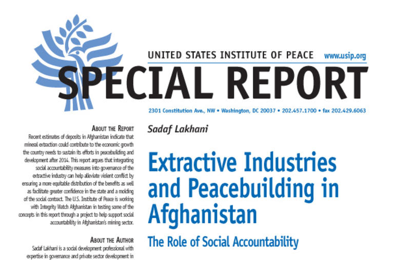 Extractive Industries and Peacebuilding in Afghanistan: The  Role of Social Accountability