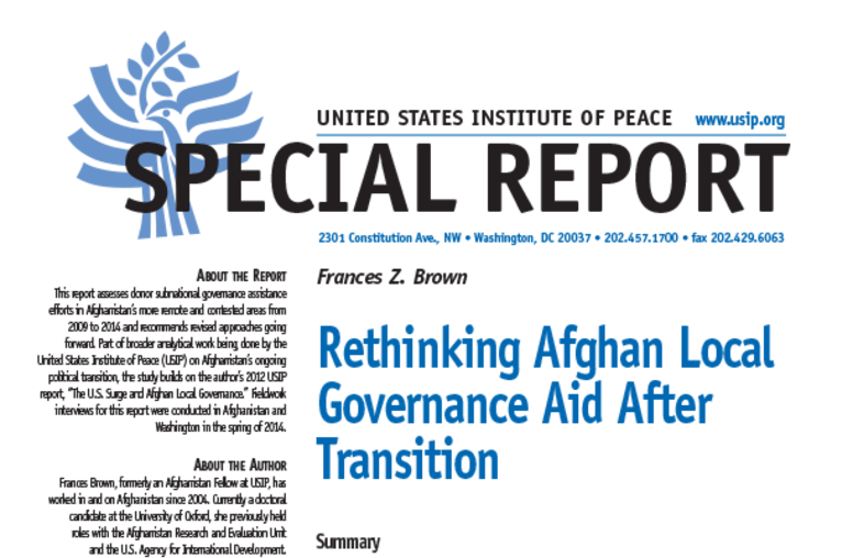 Rethinking Afghan Local Governance Aid After Transition 