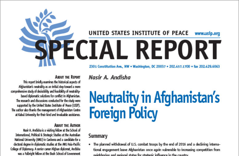 Neutrality in Afghanistan’s Foreign Policy