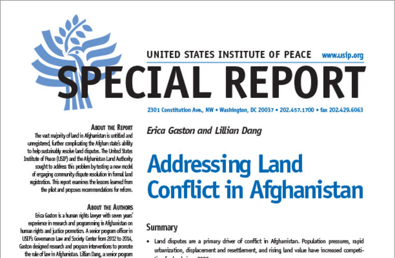 Addressing Land Conflict in Afghanistan