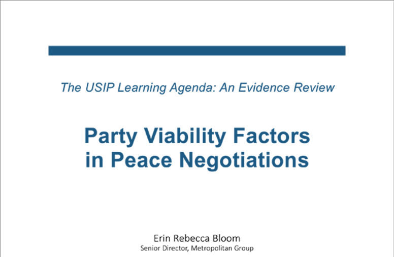 Party Viability Factors in Peace Negotiations Evidence Review Paper Cover