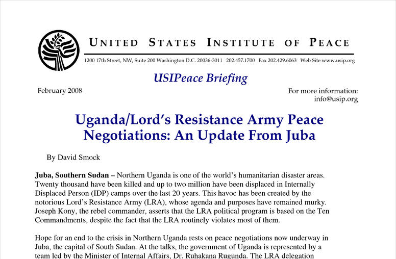 Uganda/Lord's Resistance Army Peace Negotiations