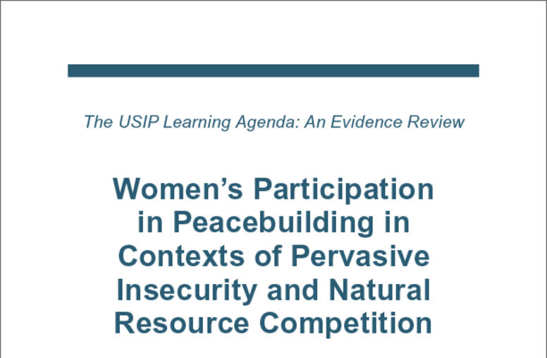 Women’s Participation in Peacebuilding in Contexts of Pervasive Insecurity and Natural Resource Competition cover