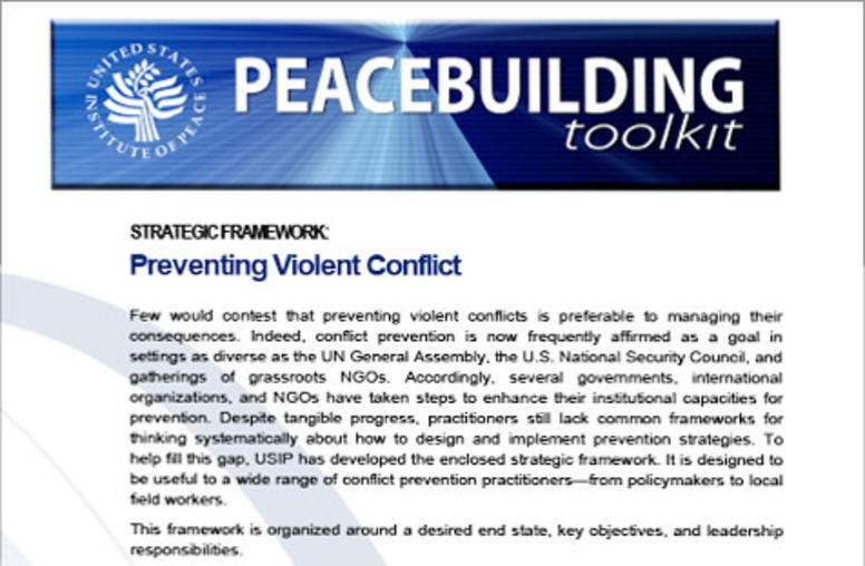 Conflict Prevention - A Strategic Framework