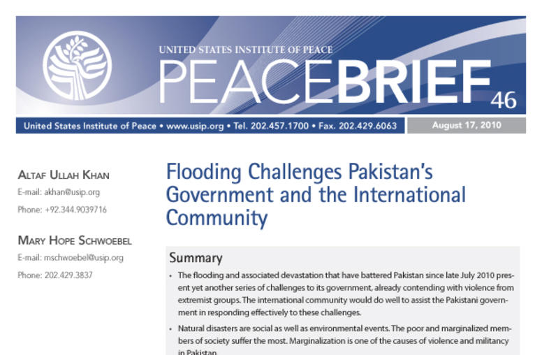Flooding Challenges Pakistan's Government and the International Community