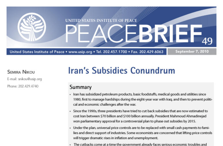 Iran's Subsidies Conundrum