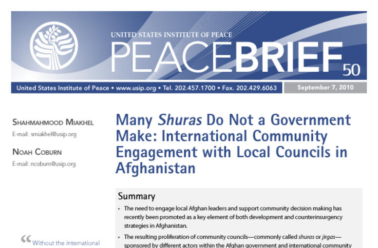 Many Shuras Do Not a Government Make: International Community Engagement with Local Councils in Afghanistan