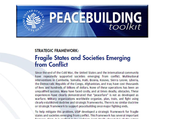 Framework for Success: Fragile States and Societies Emerging from Conflict