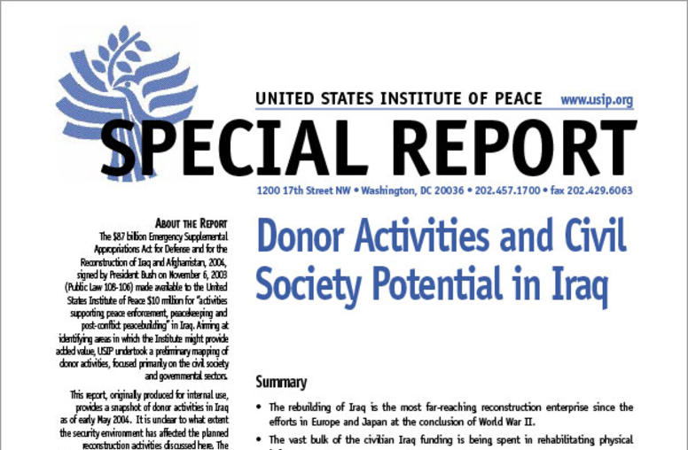 Donor Activities and Civil Society Potential in Iraq