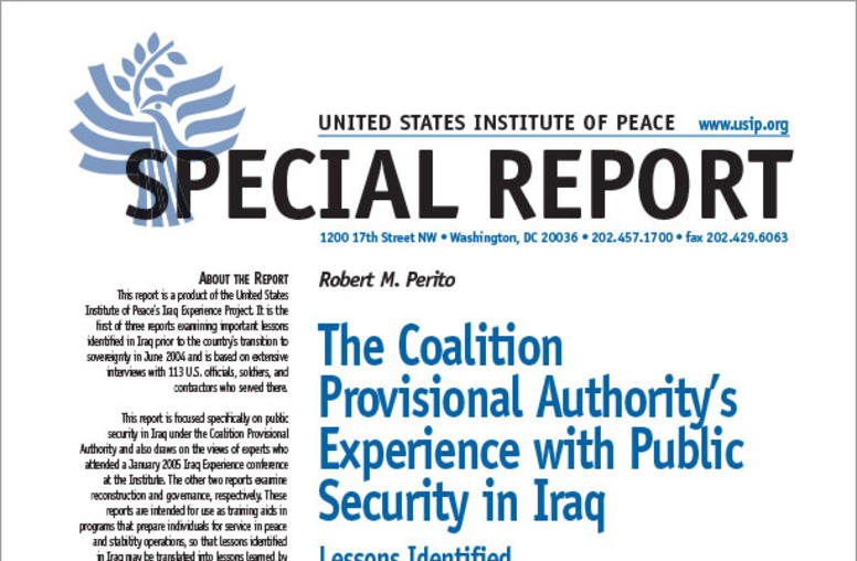The Coalition Provisional Authority's Experience with Public Security in Iraq: Lessons Identified 