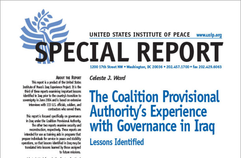 The Coalition Provisional Authority's Experience with Governance in Iraq: Lessons Identified