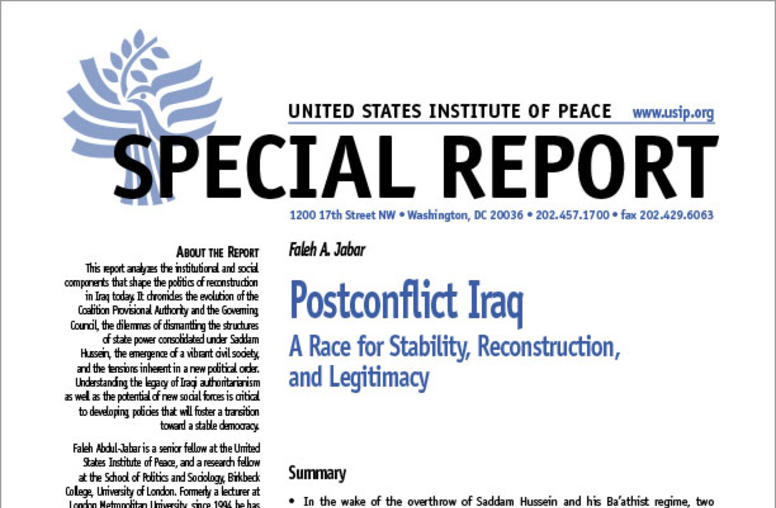 Post-Conflict Iraq: A Race for Stability, Reconstruction, and Legitimacy