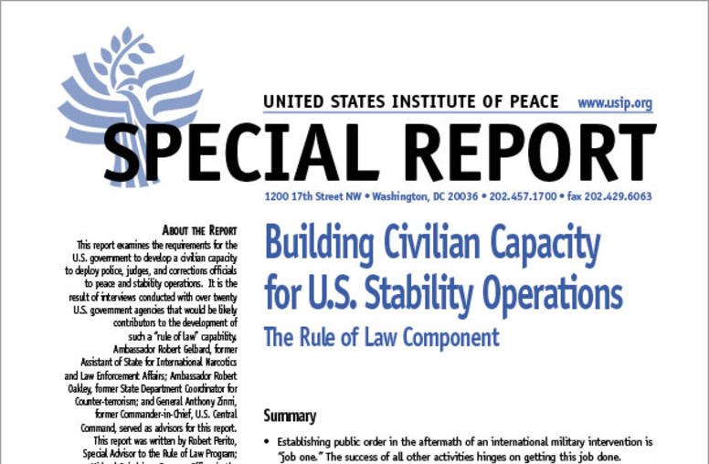 Building Civilian Capacity for U.S. Stability Operations: The Rule of Law Component