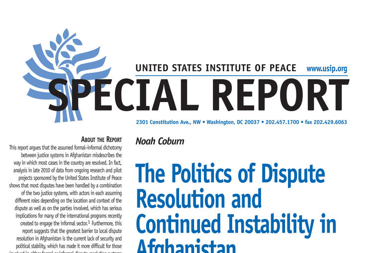 The Politics of Dispute Resolution and Continued Instability in Afghanistan