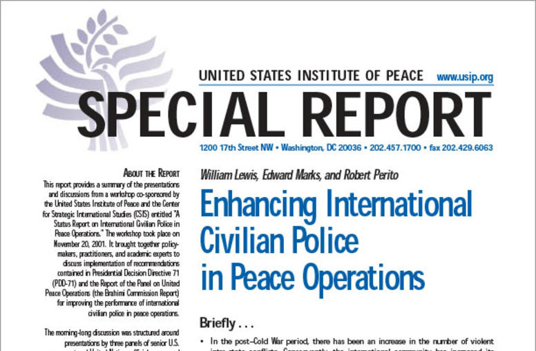 Enhancing International Civilian Police in Peace Operations