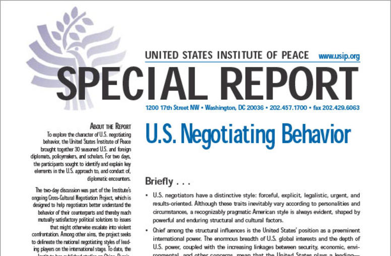 U.S. Negotiating Behavior