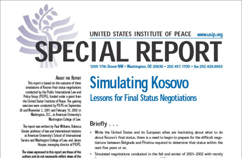 Simulating Kosovo: Lessons for Final Status Negotiations