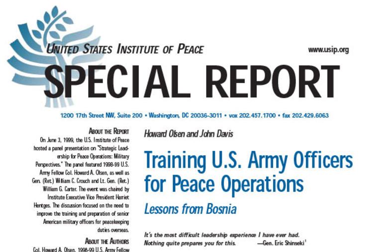 Training U.S. Army Officers for Peace Operations: Lessons from Bosnia